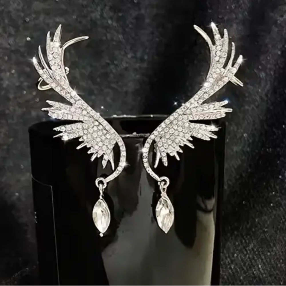 Elegant Silver Winged Earrings